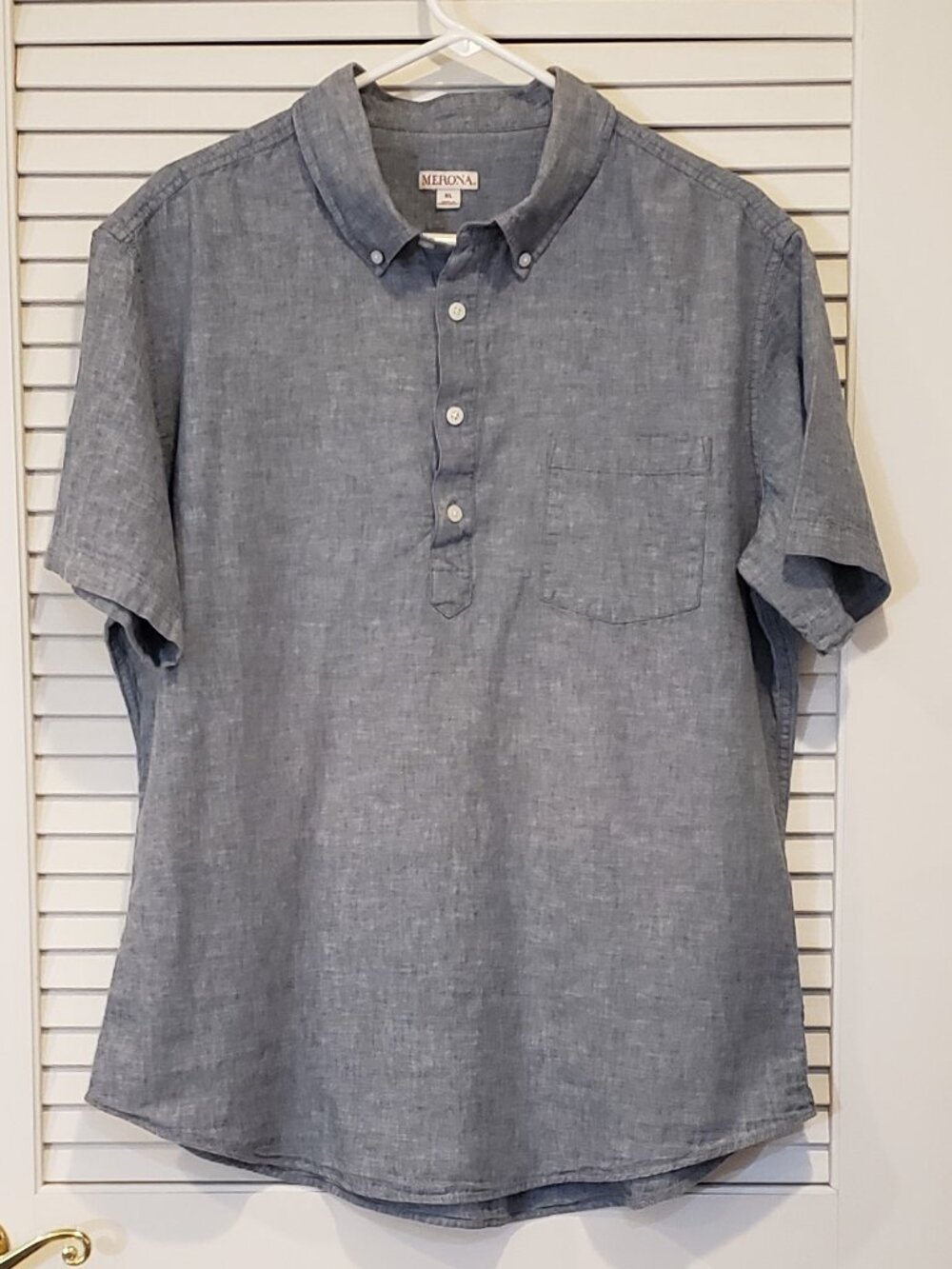 Men's Merona Short sleeve Linen cotton blend pullover shirt Size XL